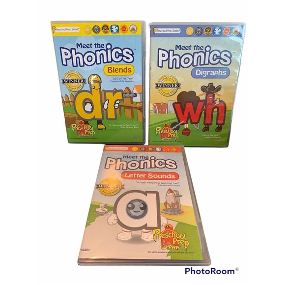 Preschool  Prep 3 DVD Set LOT Meet The Phonics, Blends- Letter Sounds- Digraphs - Picture 1 of 2